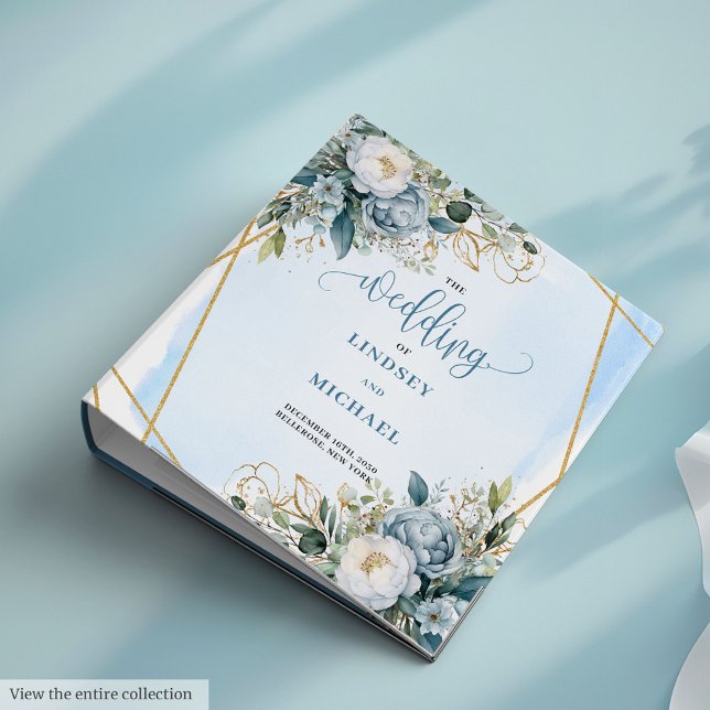 Classeur Boho romantique Dusty Blue Eucalyptus Mémoire Mari (Romantic Dusty Blue Eucalyptus Wedding Memory Album)