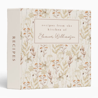 Classeur Boho Rustic Meadow Floral Recette personnalisée