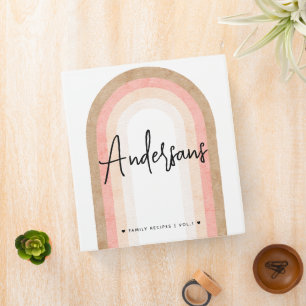 Classeur Boho Terracotta rose Arc-en-ciel Nom de famille Re