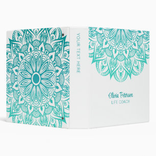 Classeur Boho Turquoise Mandala Nom personnalisé