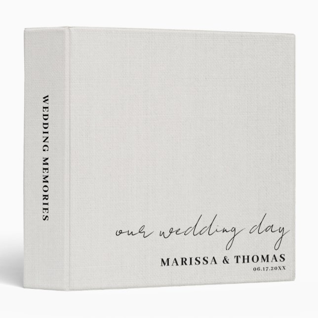 Classeur Boho Wedding Photo Album Keepsake Linen (Devant/Côté)