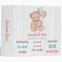 Bois blanc & Teddy Bear Baby Girl Scrapbook