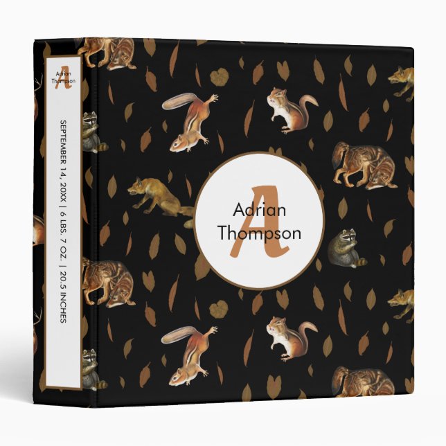 Classeur Bois d'automne Animaux Feuilles d'automne Bébé Alb (Devant/Côté)