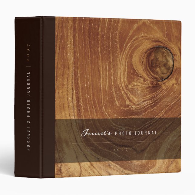 Classeur Bois de teck rustique en bois Texture Grain de boi (Devant/Côté)