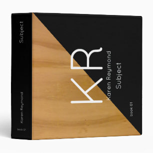 Classeur bois & noir objet personnalisé, monogramme