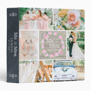 CLASSEUR BOIS PERSONNALISÉ FLORAL 4 MARIAGE PHOTO COLLAGE