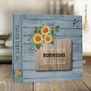 Classeur Bois rustique Livre de cuisine monogramme de fam