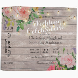 Classeur Bois rustique rose Floral String Album de mariage