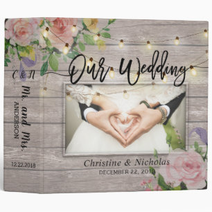 Classeur Bois rustique rose Floral String Album de mariage