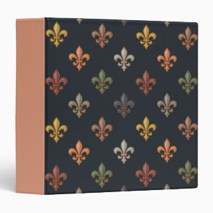 Classeur Bois Terreux Motif Fleur-de-lis