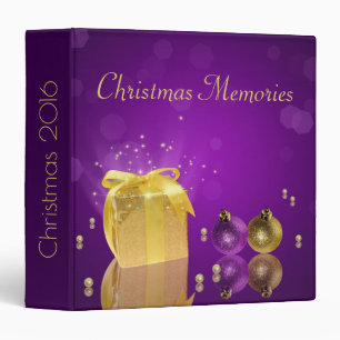 Classeur Boîte cadeau de Noël doré