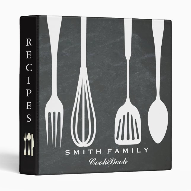 Classeur Boîte de livre de recettes de la famille Chalkboar (Devant/Côté)