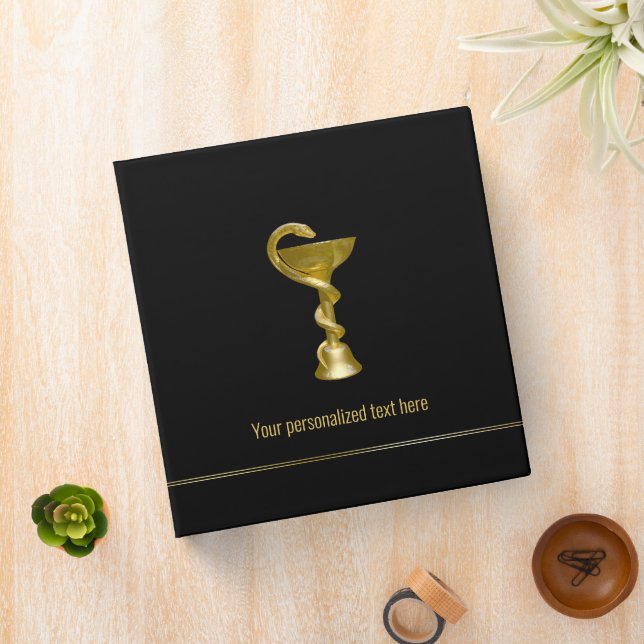 Classeur Bol de Hygieia en or serpent Caducée médical class (In Situ)