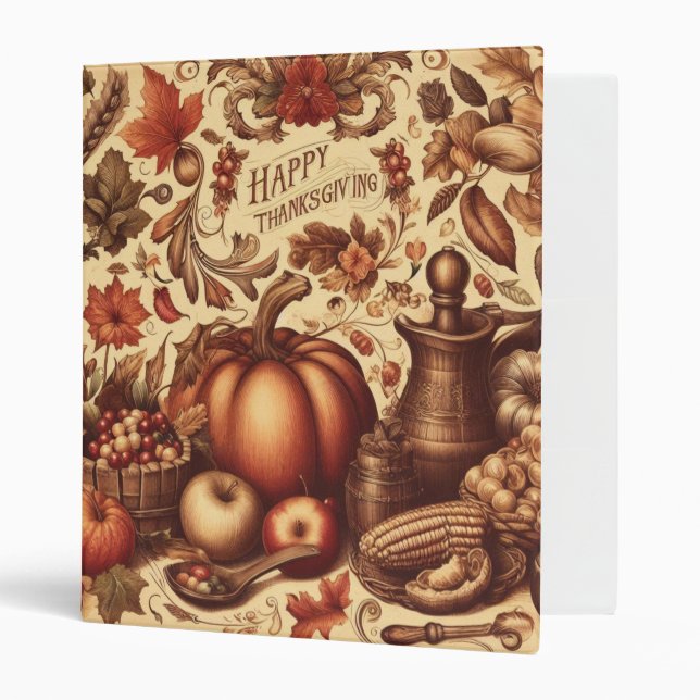 Classeur Bon thanksgiving vintage/classique (Devant/intérieur)