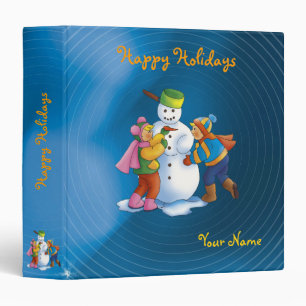 Classeur Bonhomme de neige et enfants   bonnes fêtes