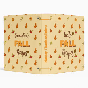 Classeur Bonjour Automne Feuilles Fleurs Motif Personnalisé
