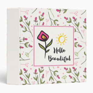 Classeur Bonjour Belle Jolie Fleurs sauvages et Soleil