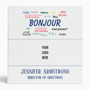 Classeur Bonjour Bonjour World Travel Langues Colorée Nom