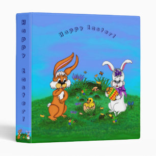 Classeur Bonne Pâques ! Lapin avec lapin et poussin