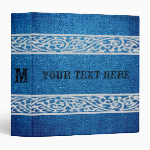 Classeur Bordure en cuir bleu Damas