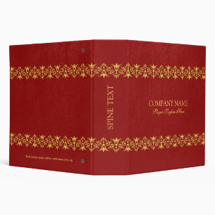 Classeur Bordure en or en cuir rouge