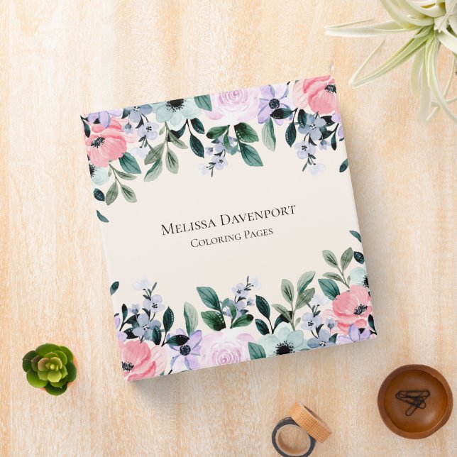 Classeur Bordure florale rose violet et vert (In Situ)