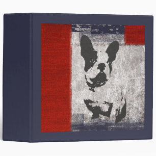 Classeur Boston Terrier en noir et blanc avec frontière rou
