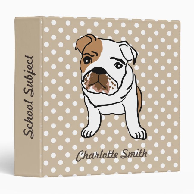 Classeur Bouledogue anglais mignon personnalisé (Devant/Côté)