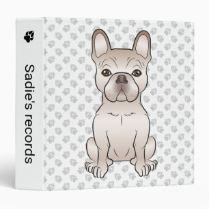 Classeur Bouledogue français crème / Chien Frenchie & Texte