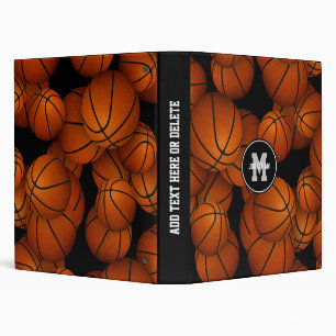 Classeur Boules de basket monogrammes garçons motifs filles