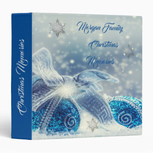 Classeur Boules de Noël bleues Flocons d'argent