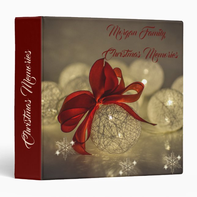 Classeur Boules de Noël, Boule Rouge, Lumières à cordes (Devant/Côté)