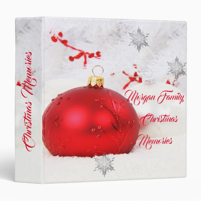 Classeur Boules de Noël et flocons de neige adorables (Devant/Côté)