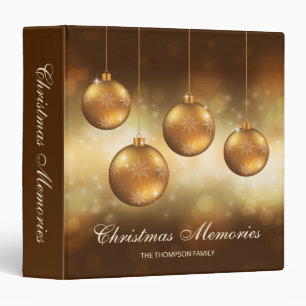 Classeur Boules de Noël Jaune Doré Avec Texte Personnalisé