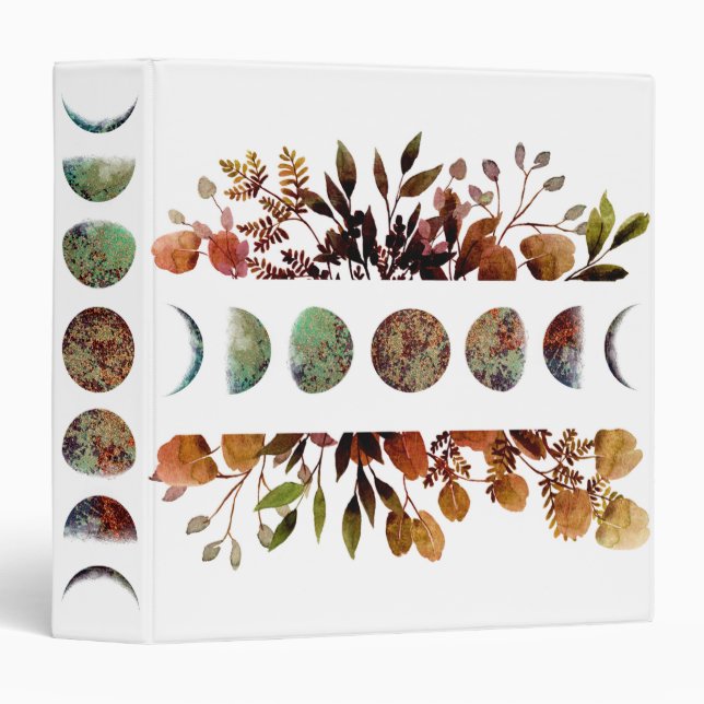 Classeur Bouquet de cycle de lune d'automne mystique (Devant/Côté)