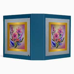 Classeur Bouquet de fleurs à l'aquarelle, fond coloré