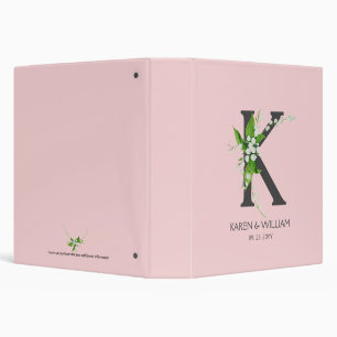 Classeur Bouquet de lys blanc monogramme floral