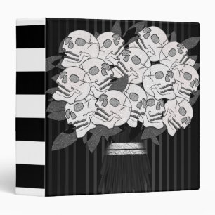 Classeur Bouquet de Roses Crâniennes Noir & Blanc Gothique
