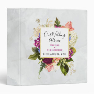 Classeur Bouquet floral rose et blanc moderne Album de mari