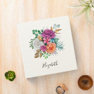 Classeur Bouquet floral rose, orange et blanc