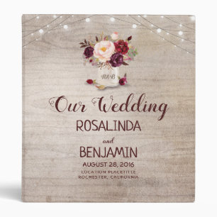 Classeur Bourgogne Floral Russe Mason Jar Mariage