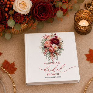 Classeur Bourgogne moderne or floral marsala automne mariée