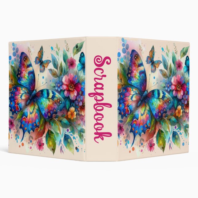 Classeur Bouteille d'aquarelle papillon Floral Flowbook (Arrière-plan)