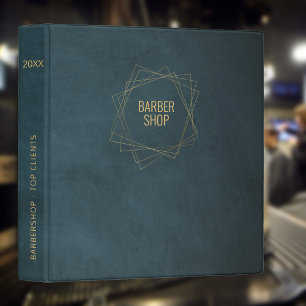 Classeur Boutique de barbier de luxe marine or élégant