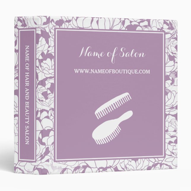 Classeur Boutique moderne violet fleurie cheveux et beauté (Devant/Côté)