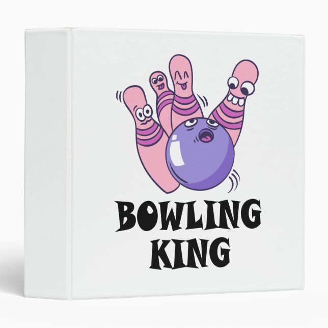 Classeur Bowling King Childrens fête d'anniversaire (Devant/Côté)