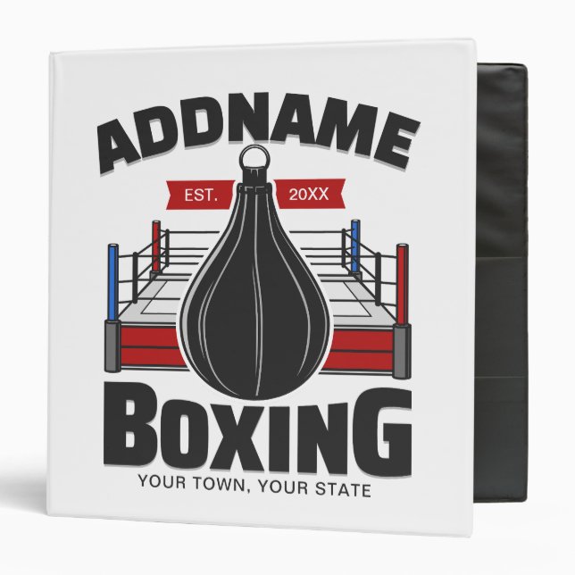 Classeur Boxe Anneau AJOUTER NOM Boxer Gym Speed Sac (Devant/Intérieur)