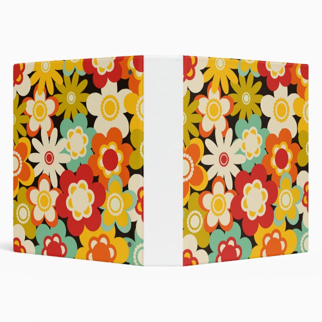 Classeur Bright Coloré Retro mignon motif floral (Arrière-plan)