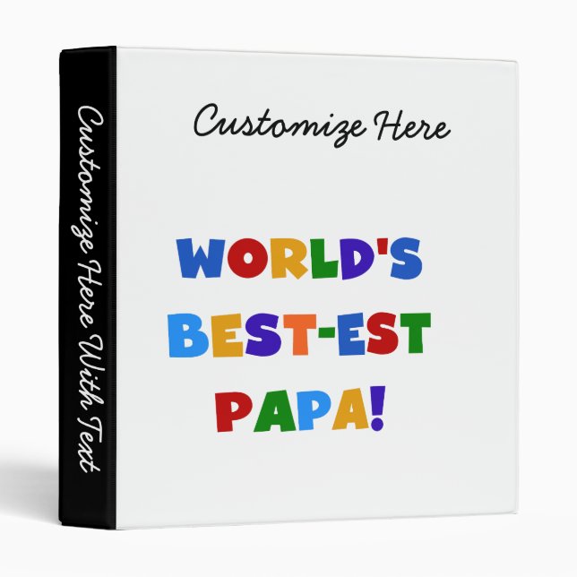 Classeur Bright Colours World's Best Papa Tshirts and Gifts (Devant/Côté)