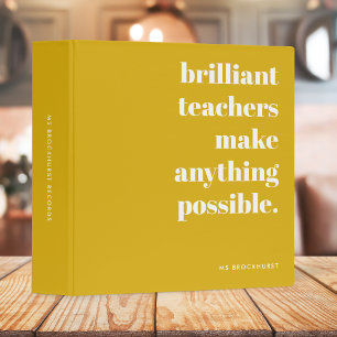Classeur Brilliant enseignant Mustard Yellow Retro Typograp